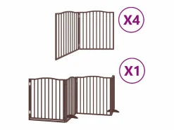 Clicnbuy Puerta de perros plegable 12 paneles madera álamo marrón 960 cm Marru00f3n