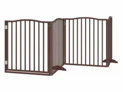 Clicnbuy Puerta de perros plegable 12 paneles madera álamo marrón 960 cm Marru00f3n