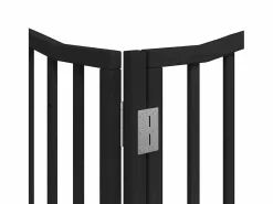 Clicnbuy Puerta de perros plegable 8 paneles madera álamo negra 640 cm