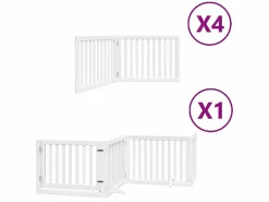 Hot Puerta de perros plegable 12 paneles madera álamo blanca 960 cm Seguridad Para Mascotas