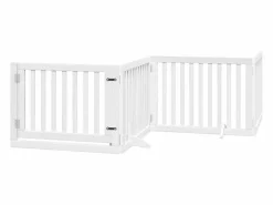 Hot Puerta de perros plegable 12 paneles madera álamo blanca 960 cm Seguridad Para Mascotas