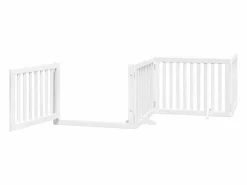 Hot Puerta de perros plegable 12 paneles madera álamo blanca 960 cm Seguridad Para Mascotas