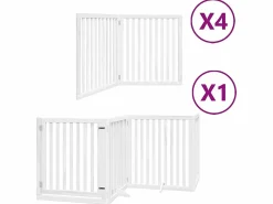 Clicnbuy Puerta de perros plegable 12 paneles madera álamo blanca 960 cm