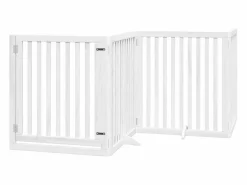 Clicnbuy Puerta de perros plegable 12 paneles madera álamo blanca 960 cm