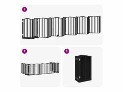 Hot Clicnbuy Puerta de perros plegable 12 paneles madera álamo negra 600 cm Negro