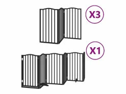 Clicnbuy Puerta de perros plegable 15 paneles madera álamo negra 750 cm