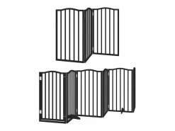 Clicnbuy Puerta de perros plegable 15 paneles madera álamo negra 750 cm
