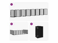 Clicnbuy Puerta de perros plegable 15 paneles madera álamo negra 750 cm
