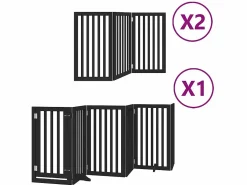 Sale Puerta de perros plegable 12 paneles madera álamo negra 600 cm Seguridad Para Mascotas