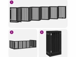 Sale Puerta de perros plegable 12 paneles madera álamo negra 600 cm Seguridad Para Mascotas