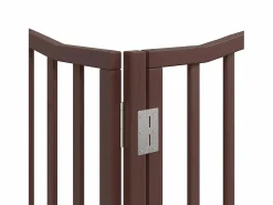 Hot Puerta de perros plegable 10 paneles madera álamo marrón 800 cm Seguridad Para Mascotas