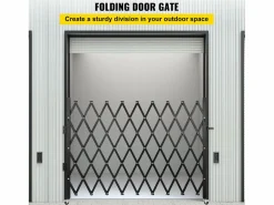 Best Puerta de Seguridad Plegable Individual SucceBuy de 190,5 Cm de Ancho x 122 Cm de Alto, Puerta de Tijera Puerta De Garaje