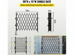 Best Puerta de Seguridad Plegable Individual SucceBuy de 190,5 Cm de Ancho x 122 Cm de Alto, Puerta de Tijera Puerta De Garaje