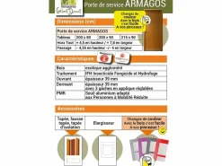 Best Puerta de servicio de madera Armagos 200X90 Empuje a la derecha (Dimensiones de la tabla) sin manilla Puerta De Entrada