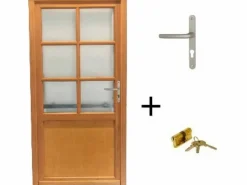 GD Menuiseries Puerta De Servicio De Madera Esmaltada Naxos, Al.215xl.90 p.izquierda + Tirador Y Cilindro (ref 01245F924) Tabla Dimensiones sin manilla