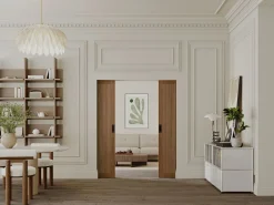 Sale Vente-unique Puerta doble corredera de empotrado en MDF madera natural oscura - 2 x Alt. 205 x L73 cm - SANDORA Color natural oscuro