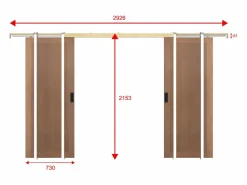 Sale Vente-unique Puerta doble corredera de empotrado en MDF madera natural oscura - 2 x Alt. 205 x L73 cm - SANDORA Color natural oscuro