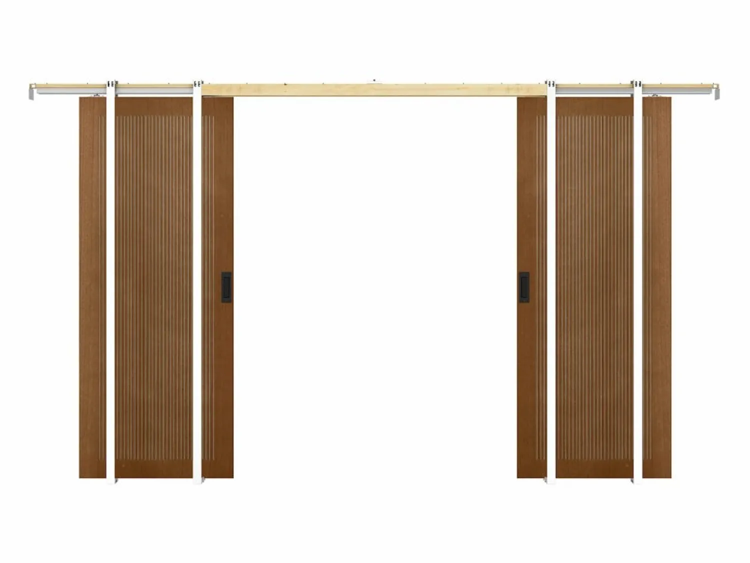 Clearance Vente-unique Puerta doble corredera empotrable MDF madera natural oscuro - 2 x Alt. 205 x L83 cm - SANDORA Color natural oscuro