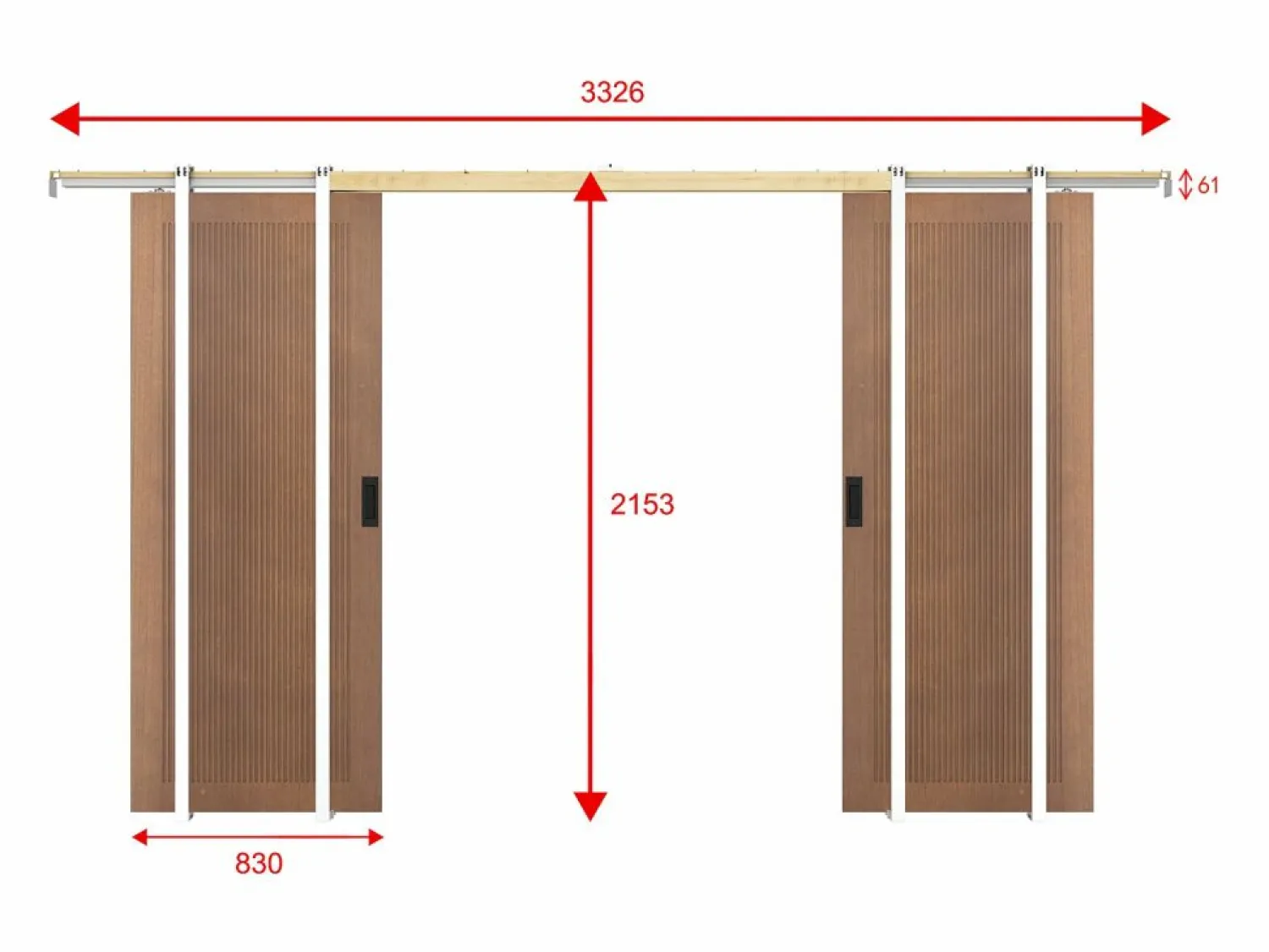 Clearance Vente-unique Puerta doble corredera empotrable MDF madera natural oscuro - 2 x Alt. 205 x L83 cm - SANDORA Color natural oscuro