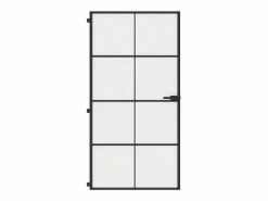 Outlet Puerta interior delgada negra vidrio y aluminio 102,5x201,5 cm ES163103 Negro