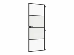 Outlet Puerta interior delgada negra vidrio y aluminio 76x201,5 cm ES701786 Negro