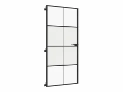 Discount Puerta interior delgada negra vidrio y aluminio 93x201,5 cm ES700679 Negro