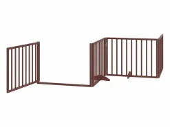 Clearance Clicnbuy Puerta para perros con puerta plegable de 4 paneles marrón 320 cm madera de álamo Marru00f3n