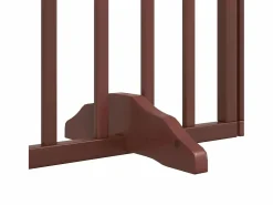 Clearance Clicnbuy Puerta para perros con puerta plegable de 4 paneles marrón 320 cm madera de álamo Marru00f3n