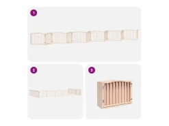 Online Puerta para perros plegable 12 paneles madera de álamo 960 cm Seguridad Para Mascotas