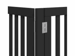 Clearance Puerta para perros plegable 9 paneles madera álamo negra 450 cm Seguridad Para Mascotas