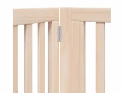Clearance Clicnbuy Puerta para perros plegable 8 paneles madera de álamo 640 cm Marru00f3n