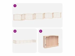Hot Puerta para perros plegable 10 paneles madera de álamo 800 cm Seguridad Para Mascotas