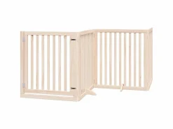 Hot Clicnbuy Puerta para perros plegable 12 paneles madera de álamo 960 cm Marru00f3n