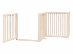 Hot Clicnbuy Puerta para perros plegable 12 paneles madera de álamo 960 cm Marru00f3n