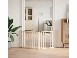 Puerta para perros plegable de 2 paneles, 160 cm, madera de álamo Seguridad Para Mascotas