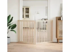 Discount Clicnbuy Puerta para perros plegable 2 paneles madera de álamo 160 cm Marru00f3n