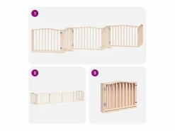 Hot Clicnbuy Puerta para perros plegable 6 paneles madera de álamo 480 cm Marru00f3n