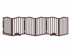 Outlet Puerta para perros plegable 6 paneles álamo marrón roble 300 cm Seguridad Para Mascotas