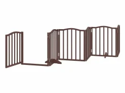 Outlet Puerta para perros plegable 6 paneles álamo marrón roble 300 cm Seguridad Para Mascotas