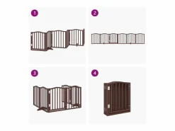Outlet Puerta para perros plegable 6 paneles álamo marrón roble 300 cm Seguridad Para Mascotas