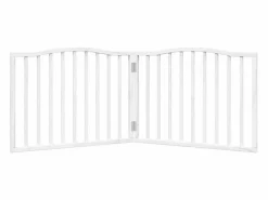 Clicnbuy Puerta para perros plegable 2 paneles madera álamo blanca 160cm