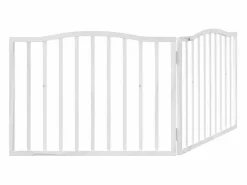 Clicnbuy Puerta para perros plegable 2 paneles madera álamo blanca 160cm