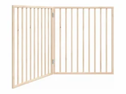 Clicnbuy Puerta para perros plegable de 2 paneles, 160 cm, madera de álamo