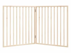 Clicnbuy Puerta para perros plegable de 2 paneles, 160 cm, madera de álamo