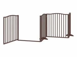 Online Clicnbuy Puerta para perros plegable 4 paneles álamo marrón roble 320 cm Marru00f3n