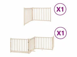 Discount Clicnbuy Puerta para perros plegable 6 paneles madera de álamo 480 cm Marru00f3n