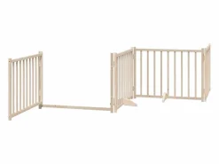 Discount Clicnbuy Puerta para perros plegable 6 paneles madera de álamo 480 cm Marru00f3n