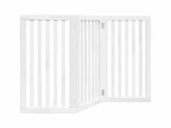 Clearance Clicnbuy Puerta para perros plegable 3 paneles madera álamo blanca 150cm Blanco