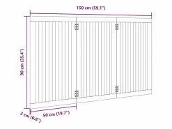 Clearance Clicnbuy Puerta para perros plegable 3 paneles madera álamo blanca 150cm Blanco
