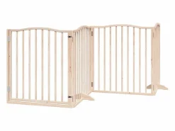 Clicnbuy Puerta para perros plegable 4 paneles madera de álamo 320 cm